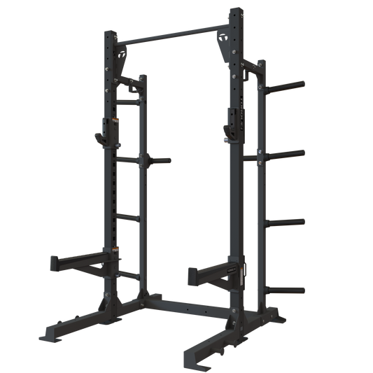 TR1 Half Rack (8 ft) – Heavy Duty Rack with Integrated Storage & Pull-Up Bar